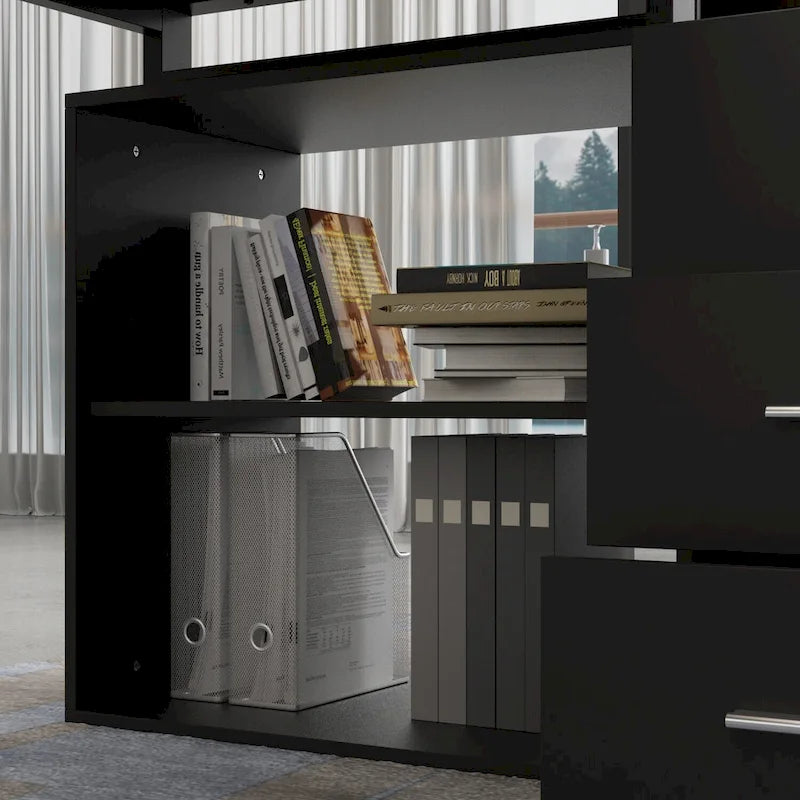 Bureau informatique en L de 55" - Station de travail avec rangement