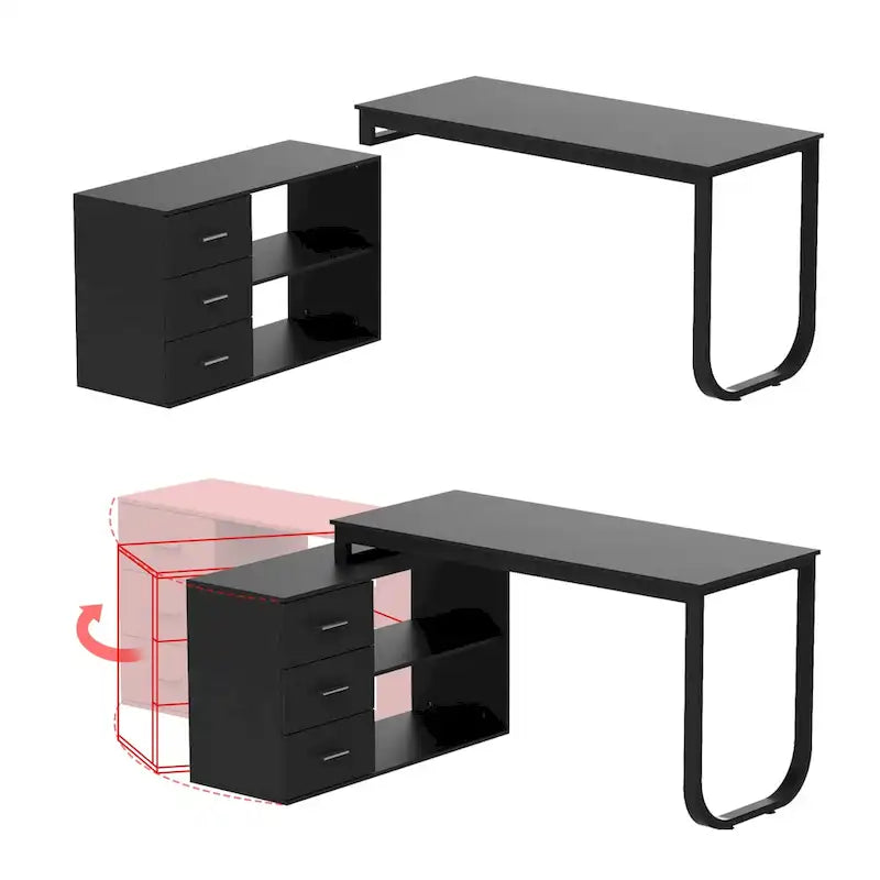 Bureau informatique en L de 55" - Station de travail avec rangement
