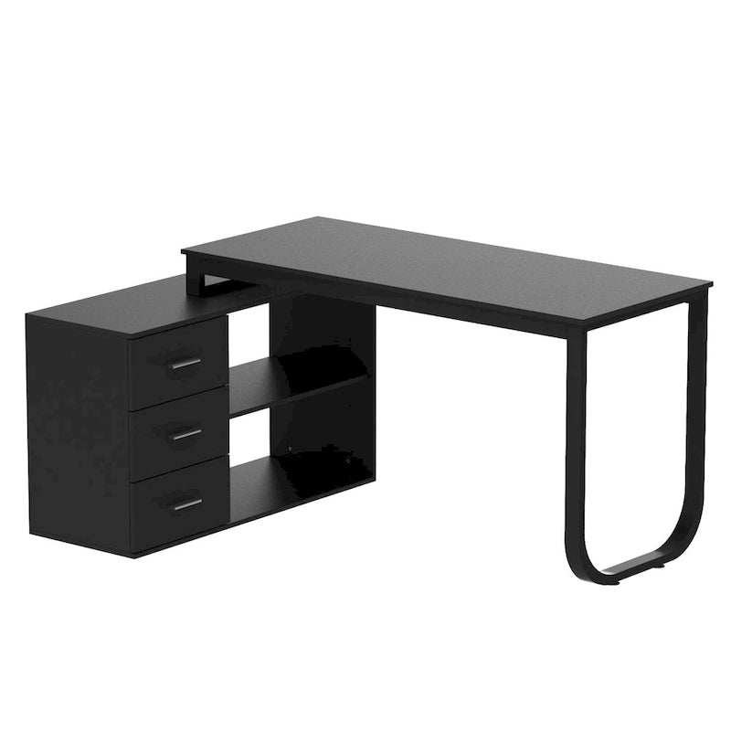 Bureau informatique en L de 55" - Station de travail avec rangement