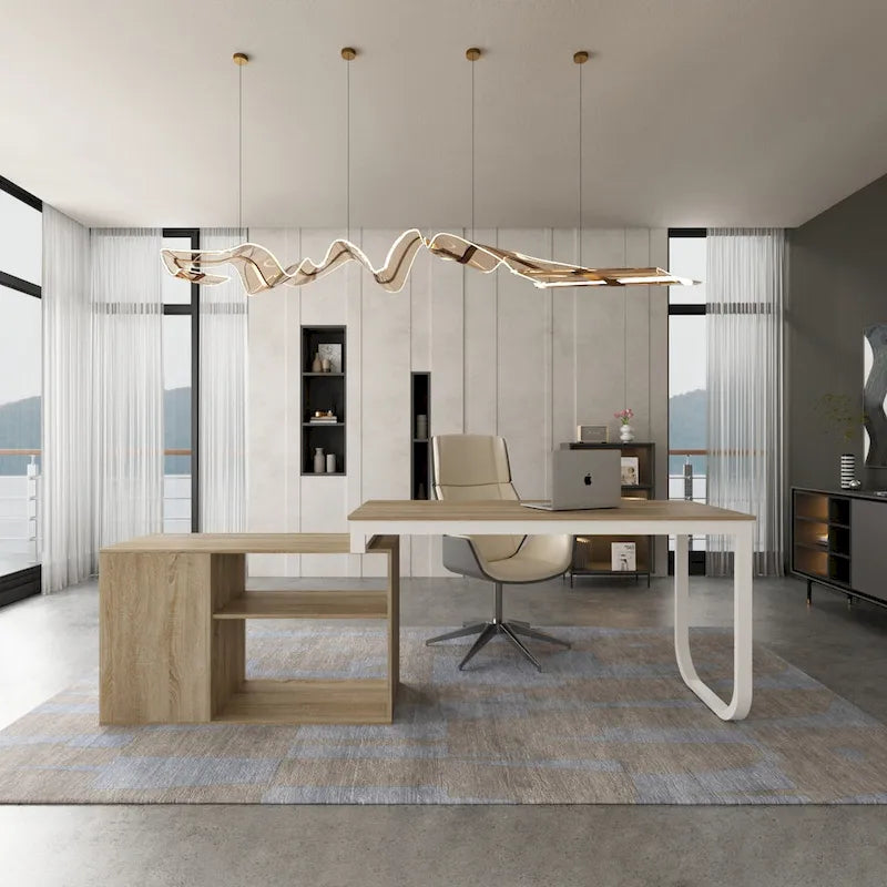 Bureau informatique en L de 55" - Station de travail avec rangement