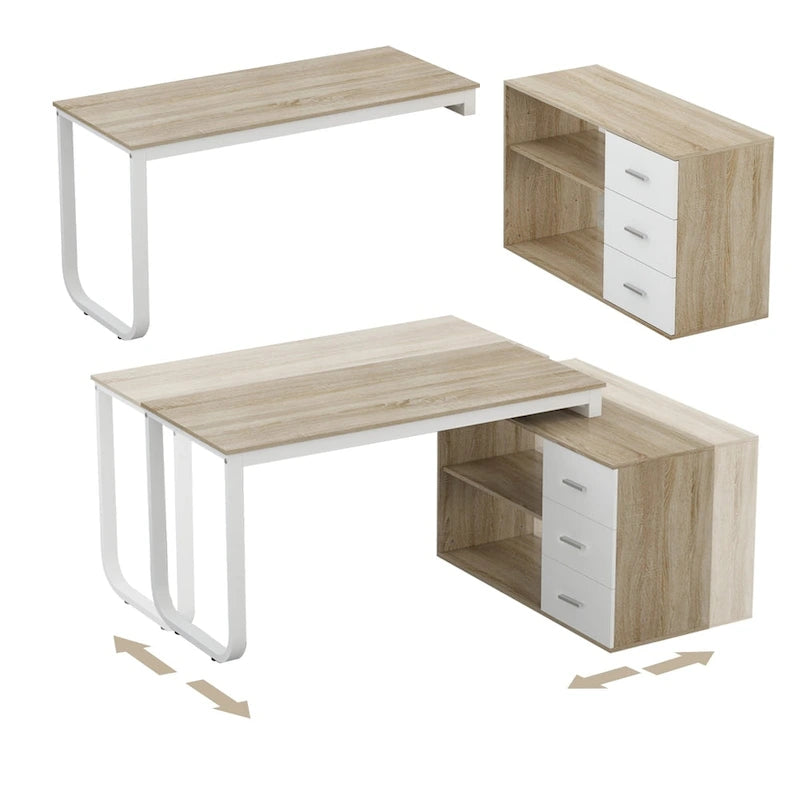 Bureau informatique en L de 55" - Station de travail avec rangement
