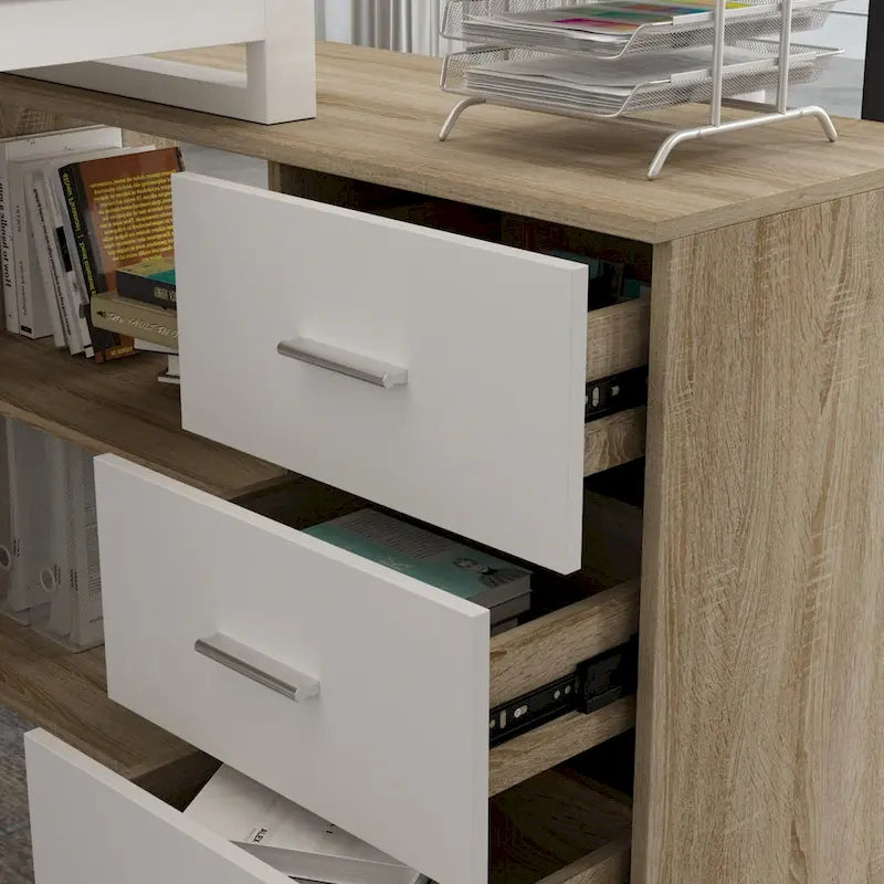 Bureau informatique en L de 55" - Station de travail avec rangement
