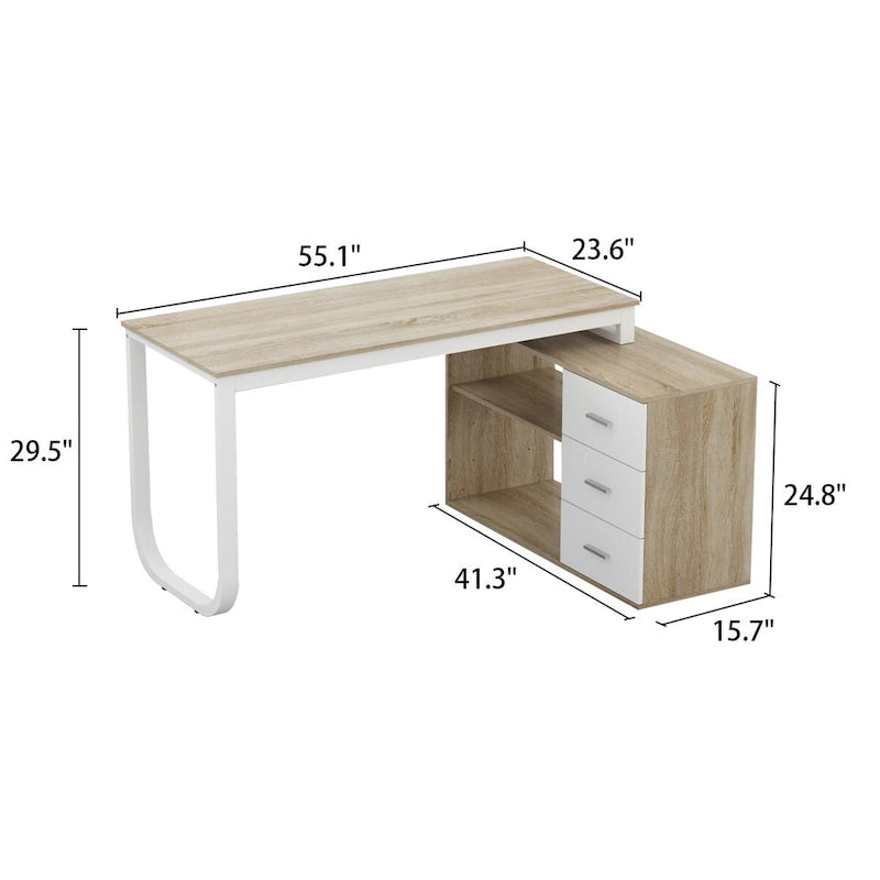 Bureau informatique en L de 55" - Station de travail avec rangement