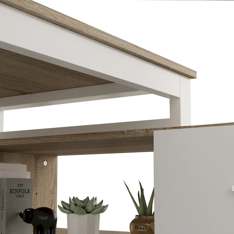 Bureau informatique en L de 55" - Station de travail avec rangement