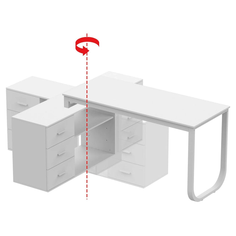 Bureau informatique en L de 55" - Station de travail avec rangement