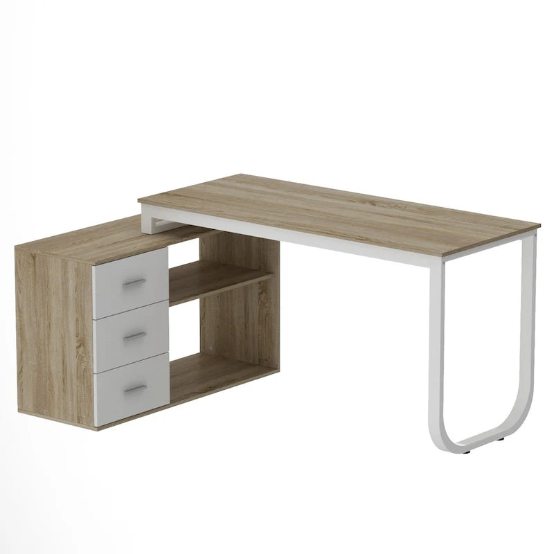 Bureau informatique en L de 55" - Station de travail avec rangement