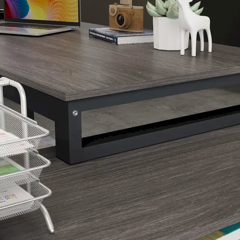 Bureau informatique en L de 55" - Station de travail avec rangement