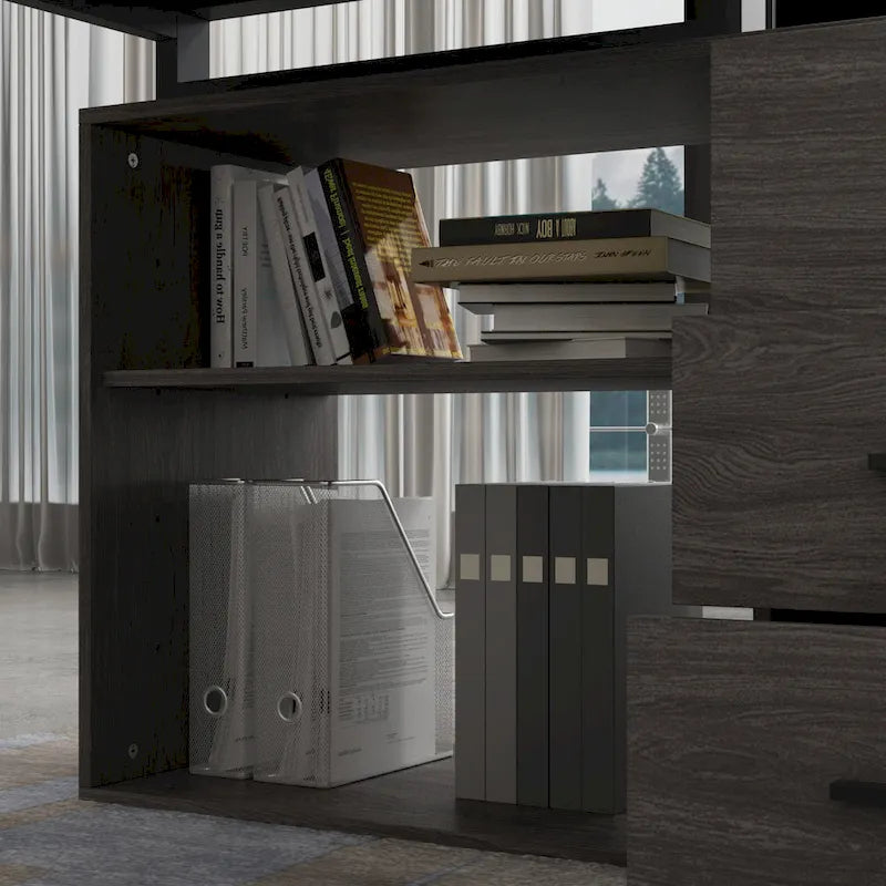 Bureau informatique en L de 55" - Station de travail avec rangement