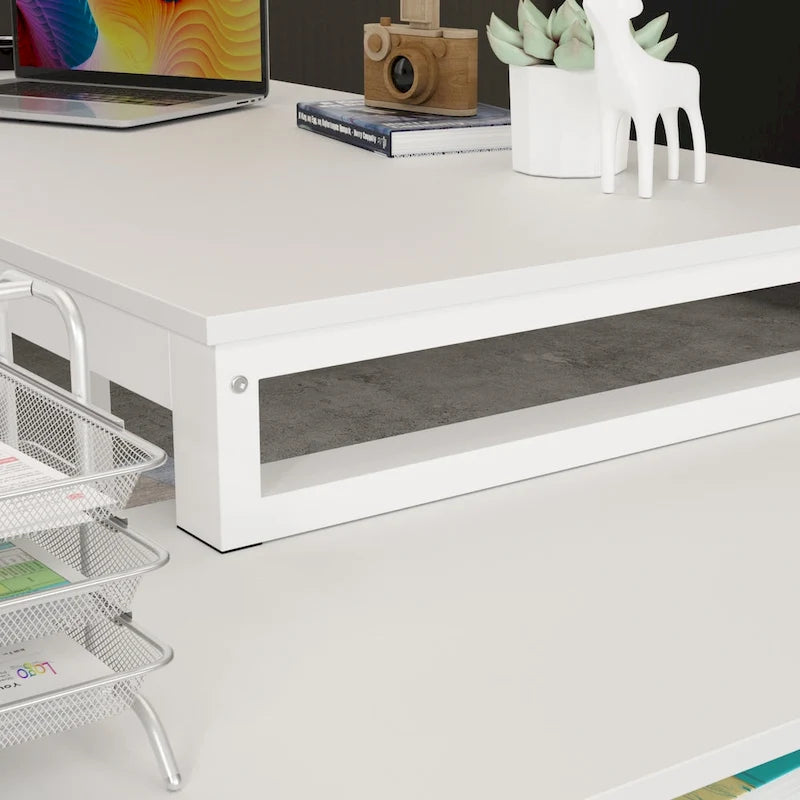 Bureau informatique en L de 55" - Station de travail avec rangement
