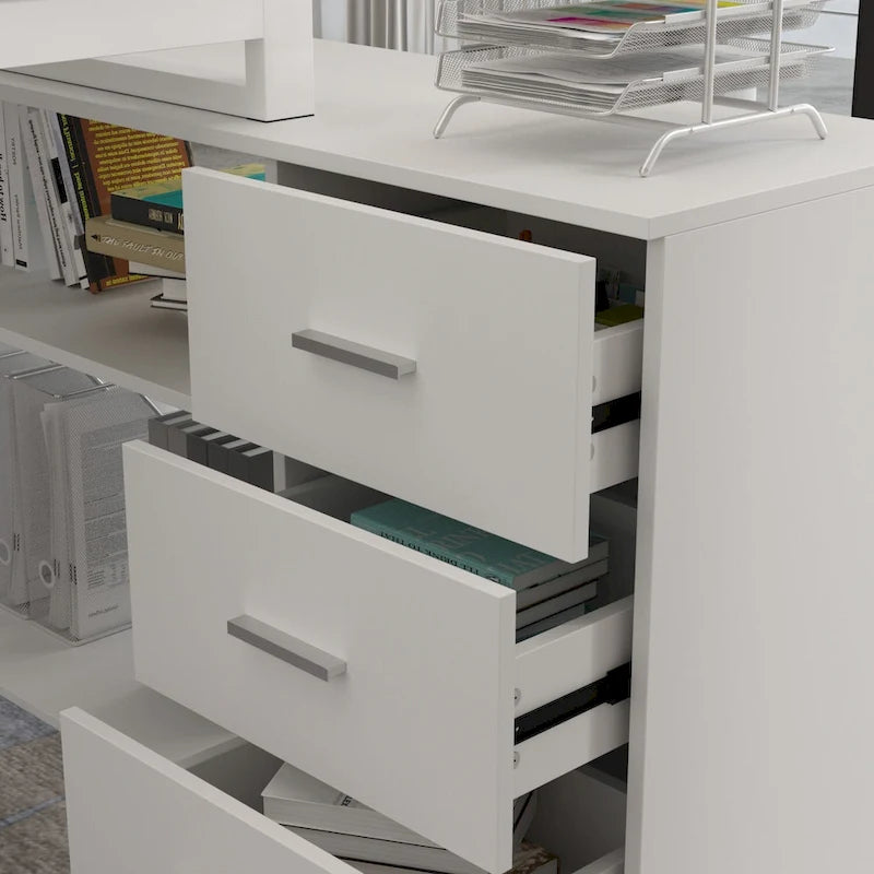 Bureau informatique en L de 55" - Station de travail avec rangement