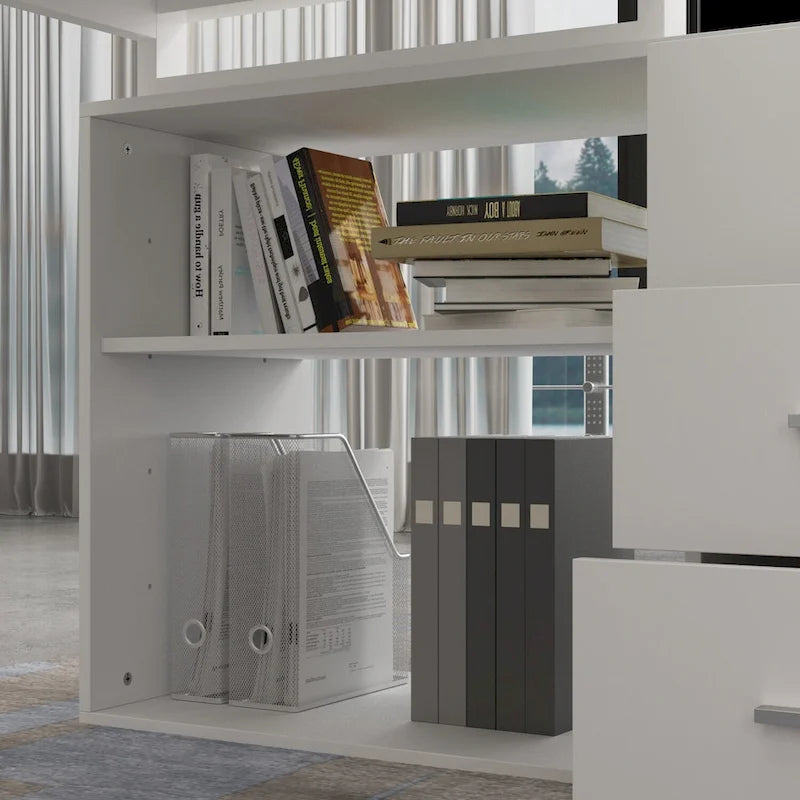 Bureau informatique en L de 55" - Station de travail avec rangement