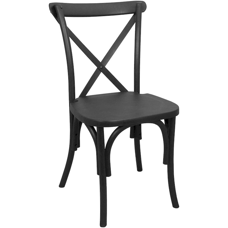 Chaises de salle à manger modernes en résine empilables avec dossier croisé