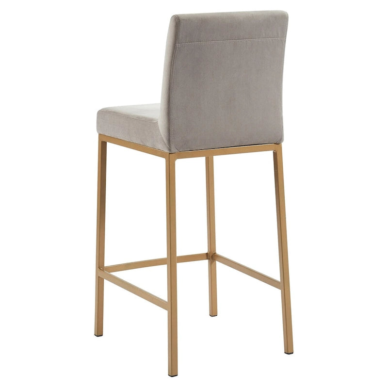 Lot de 2 chaises de comptoir contemporaines rembourrées gris et or