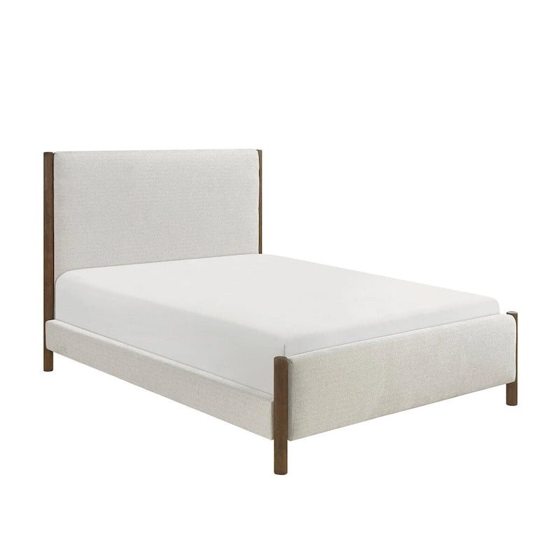 Lit plateforme rembourré en chenille beige