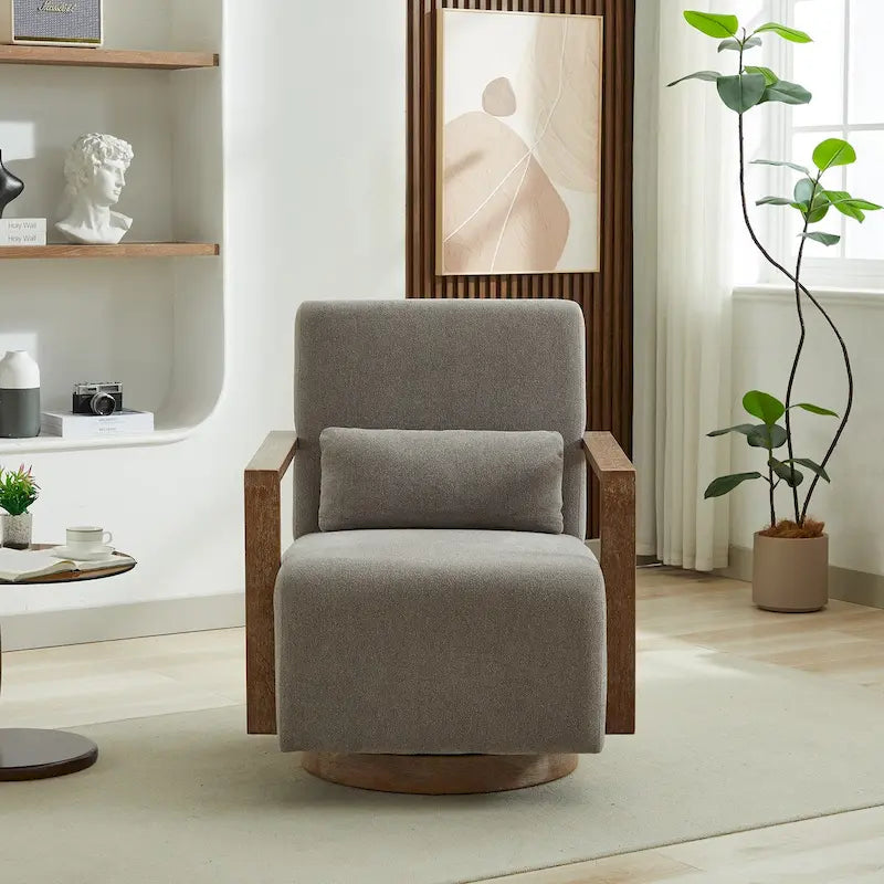 Fauteuil de salon pivotant moderne et rembourré