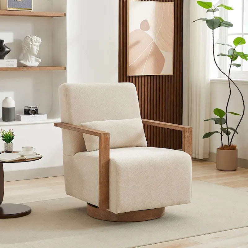 Fauteuil de salon pivotant moderne et rembourré