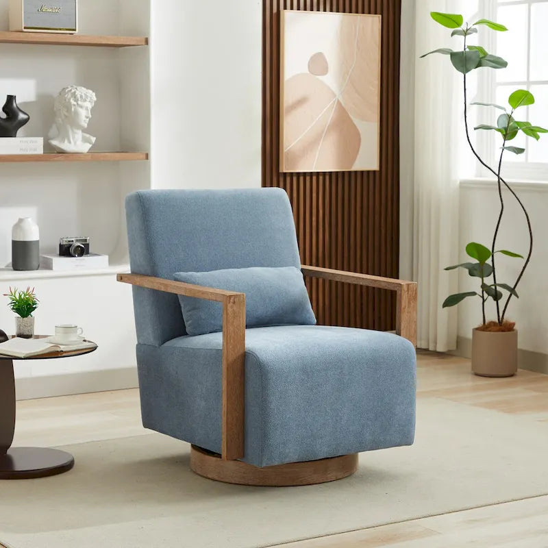 Fauteuil de salon pivotant moderne et rembourré