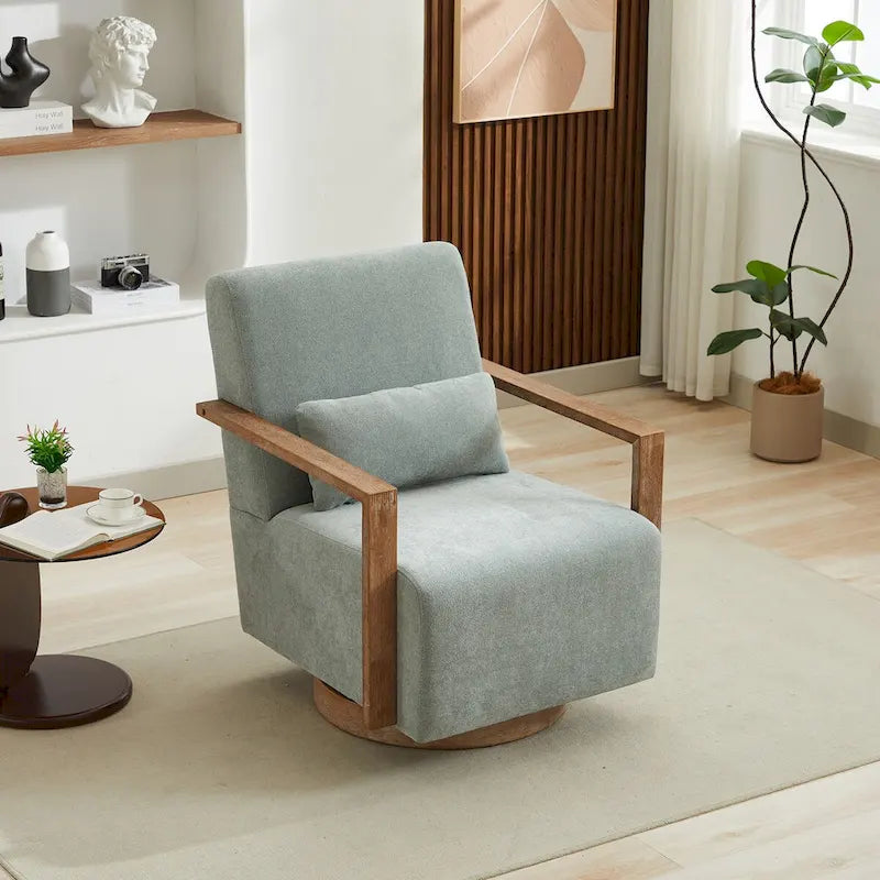 Fauteuil de salon pivotant moderne et rembourré