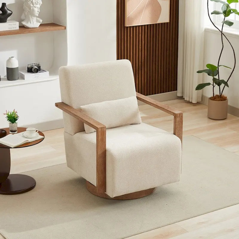 Fauteuil de salon pivotant moderne et rembourré