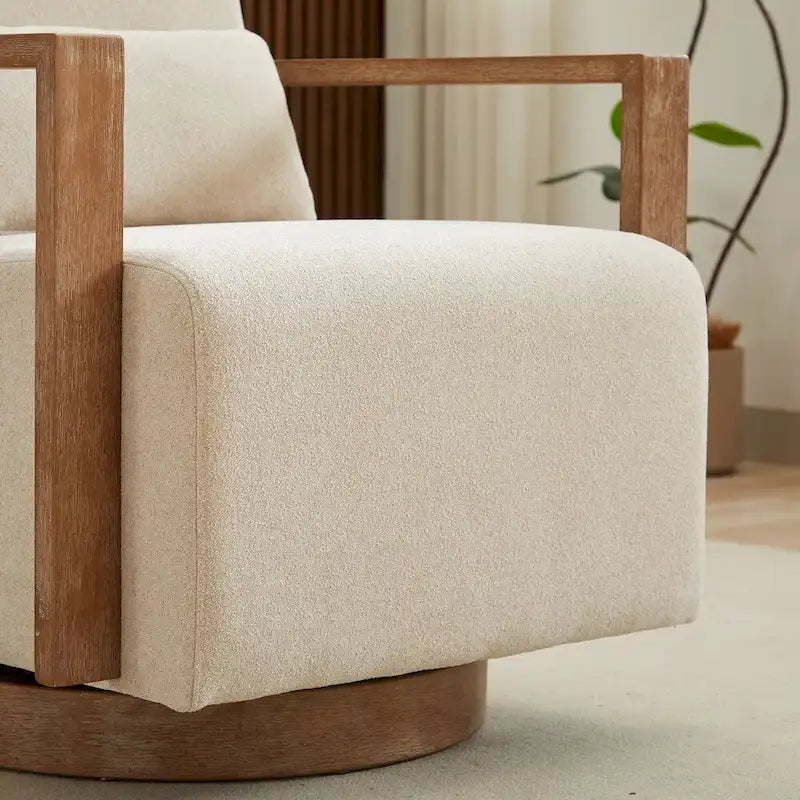 Fauteuil de salon pivotant moderne et rembourré