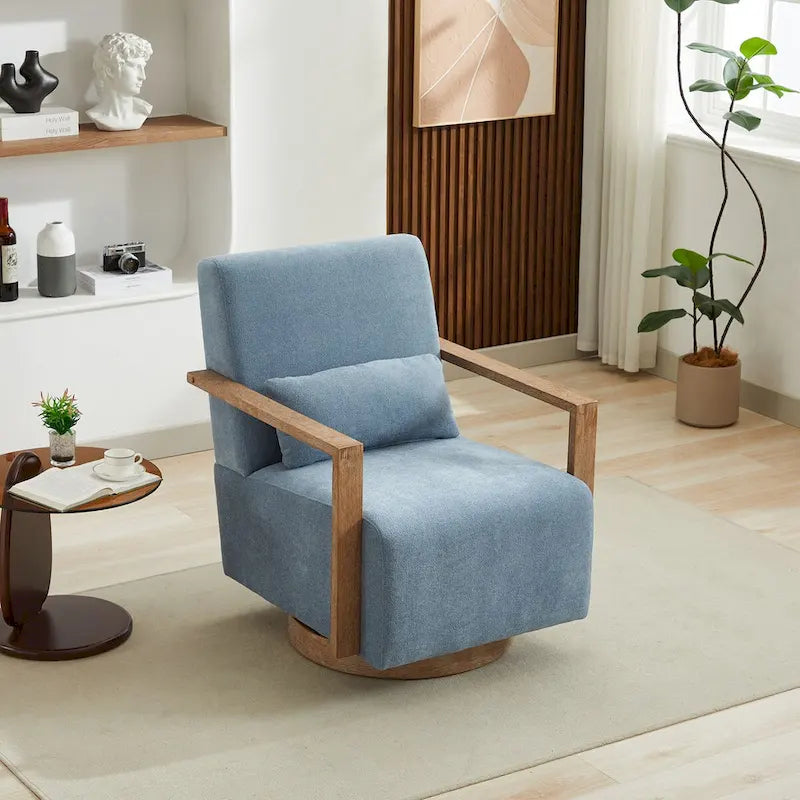 Fauteuil de salon pivotant moderne et rembourré